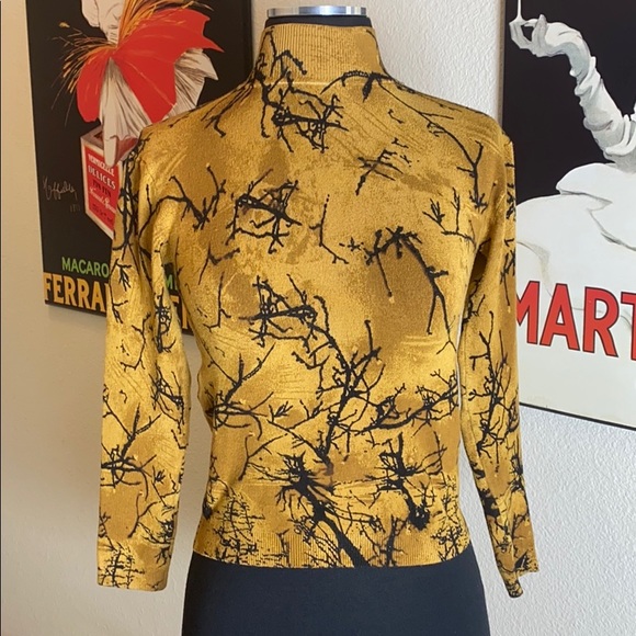 Sweaters - Gold Print Mock Turtleneck Sweater